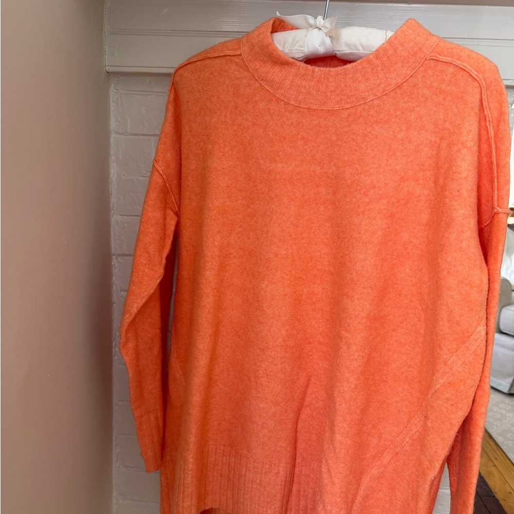 Free People Bright Orange Cowl-Neck Sweater